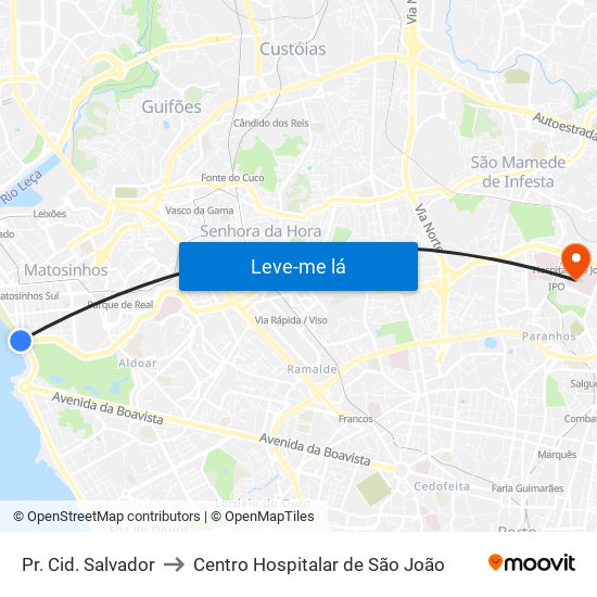 Pr. Cid. Salvador to Centro Hospitalar de São João map