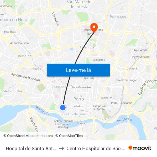 Hospital de Santo António to Centro Hospitalar de São João map