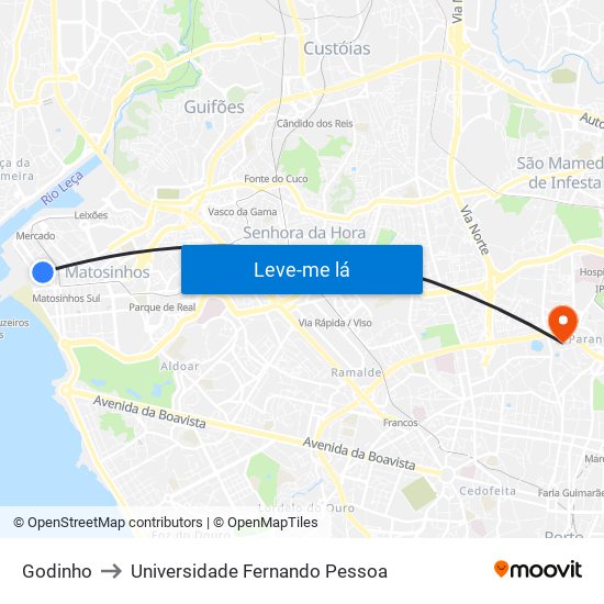 Godinho to Universidade Fernando Pessoa map