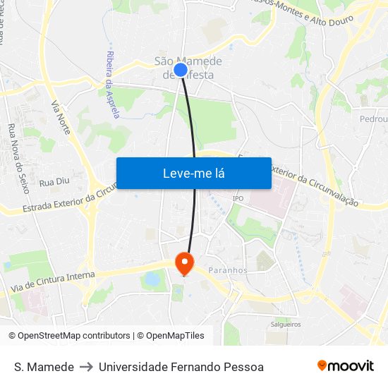 S. Mamede to Universidade Fernando Pessoa map