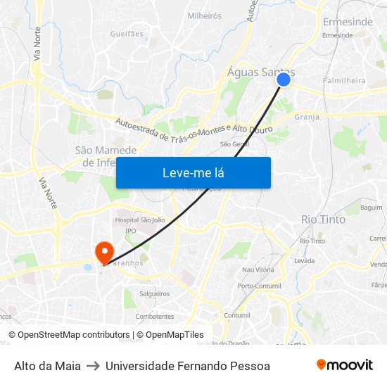 Alto da Maia to Universidade Fernando Pessoa map