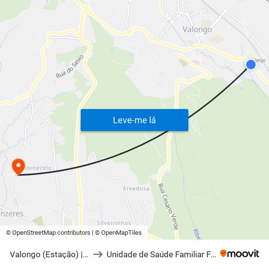 Valongo (Estação) | Presa to Unidade de Saúde Familiar Fânzeres map