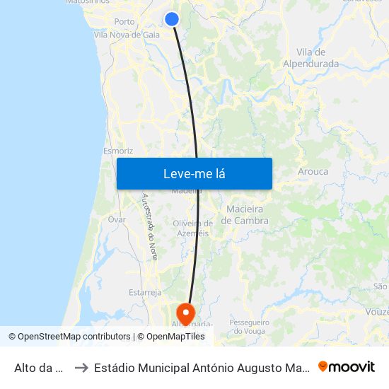 Alto da Serra to Estádio Municipal António Augusto Martins Pereira map