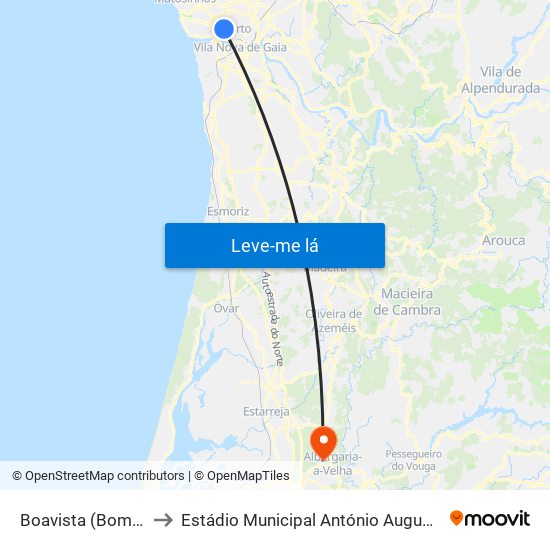 Boavista (Bom Sucesso) to Estádio Municipal António Augusto Martins Pereira map