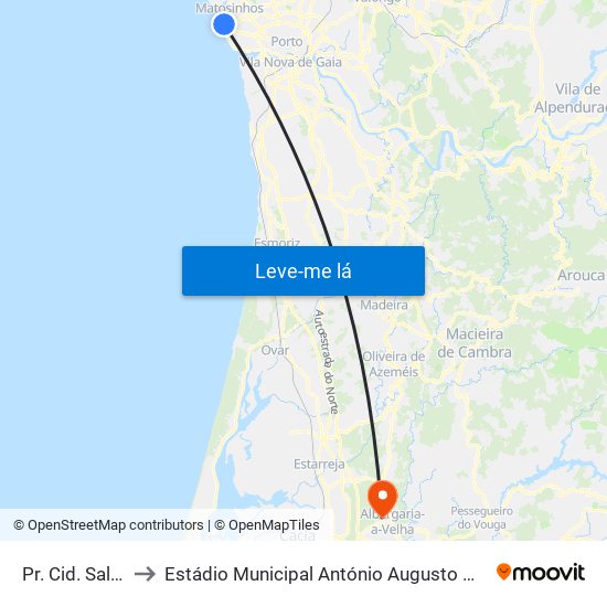 Pr. Cid. Salvador to Estádio Municipal António Augusto Martins Pereira map