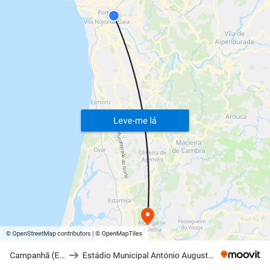 Campanhã (Estação) to Estádio Municipal António Augusto Martins Pereira map