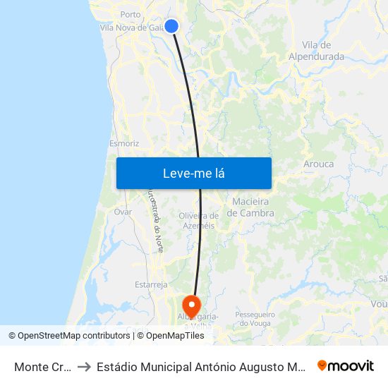 Monte Crasto to Estádio Municipal António Augusto Martins Pereira map