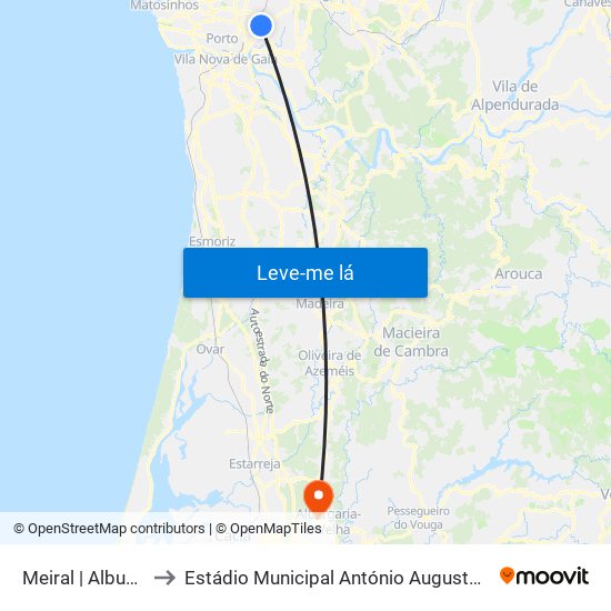 Meiral | Albuquerque to Estádio Municipal António Augusto Martins Pereira map