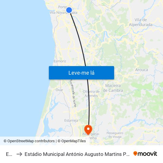 Edp to Estádio Municipal António Augusto Martins Pereira map