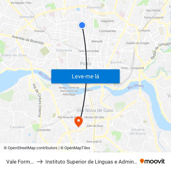 Vale Formoso to Instituto Superior de Línguas e Administração map
