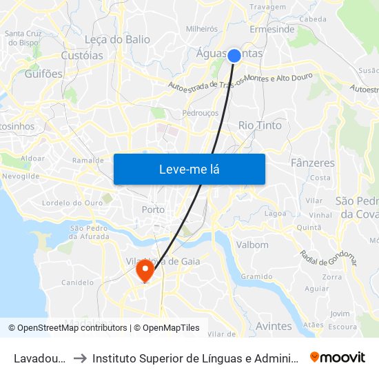 Lavadouros to Instituto Superior de Línguas e Administração map