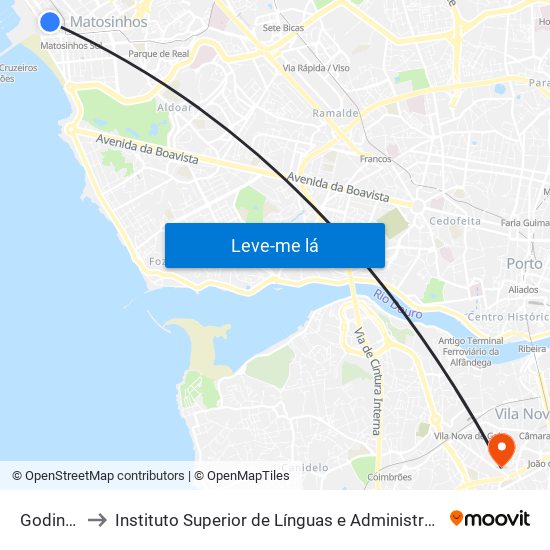 Godinho to Instituto Superior de Línguas e Administração map