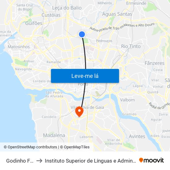 Godinho Faria to Instituto Superior de Línguas e Administração map