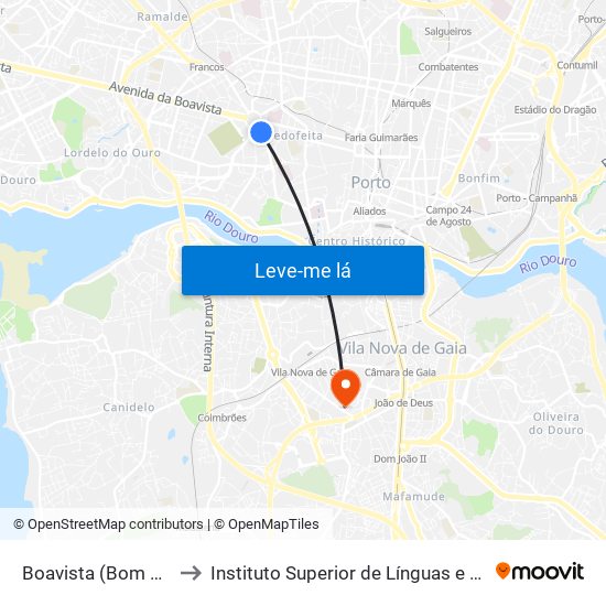Boavista (Bom Sucesso) to Instituto Superior de Línguas e Administração map