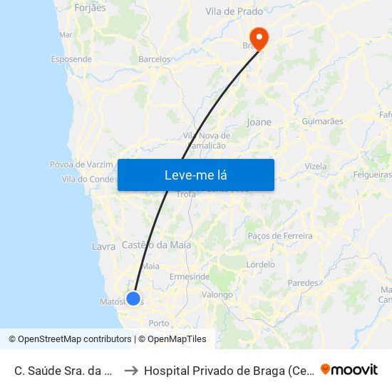 C. Saúde Sra. da Hora to Hospital Privado de Braga (Centro) map