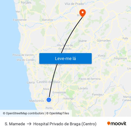 S. Mamede to Hospital Privado de Braga (Centro) map