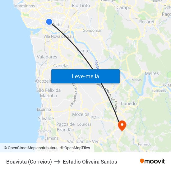 Boavista (Correios) to Estádio Oliveira Santos map