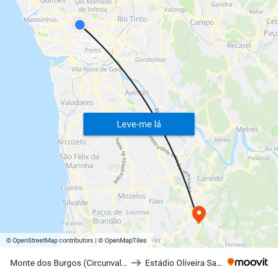 Monte dos Burgos (Circunvalação) to Estádio Oliveira Santos map