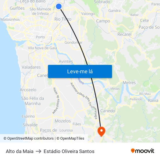 Alto da Maia to Estádio Oliveira Santos map