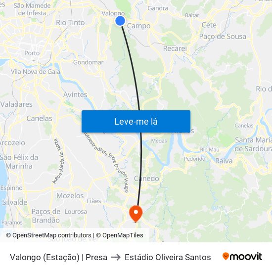 Valongo (Estação) | Presa to Estádio Oliveira Santos map