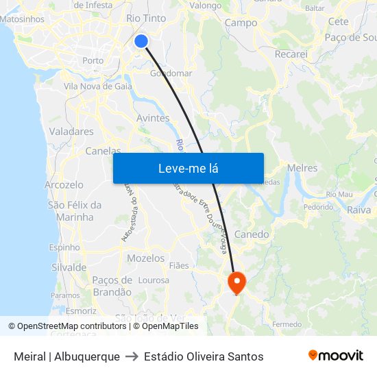 Meiral | Albuquerque to Estádio Oliveira Santos map