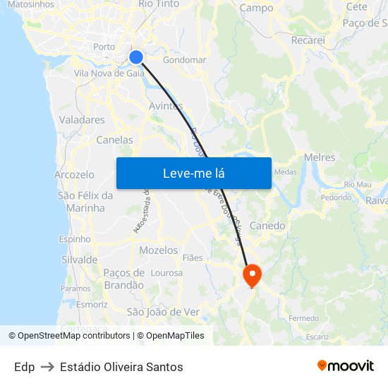 Edp to Estádio Oliveira Santos map