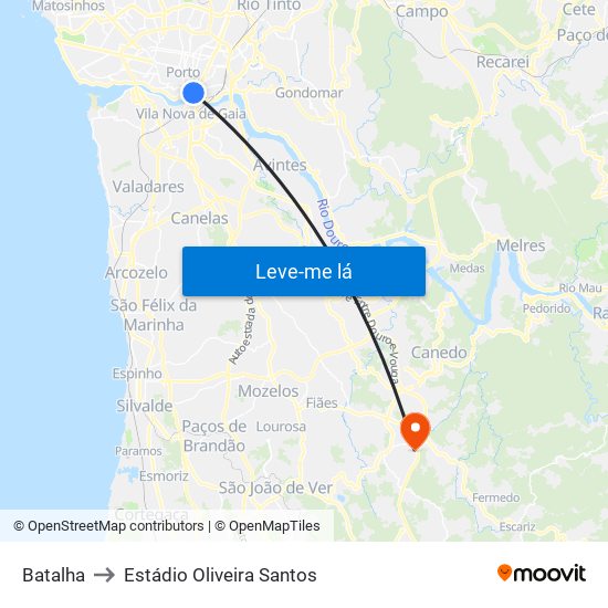 Batalha to Estádio Oliveira Santos map