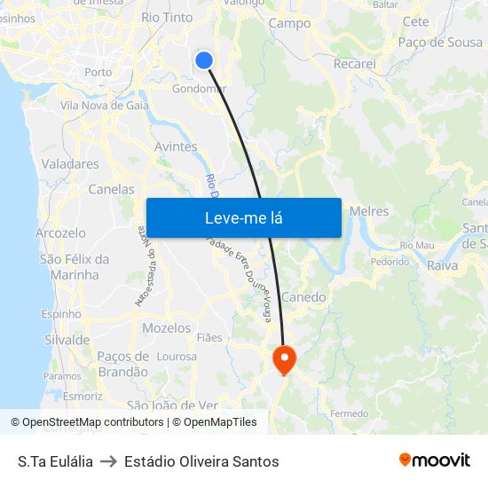 S.Ta Eulália to Estádio Oliveira Santos map