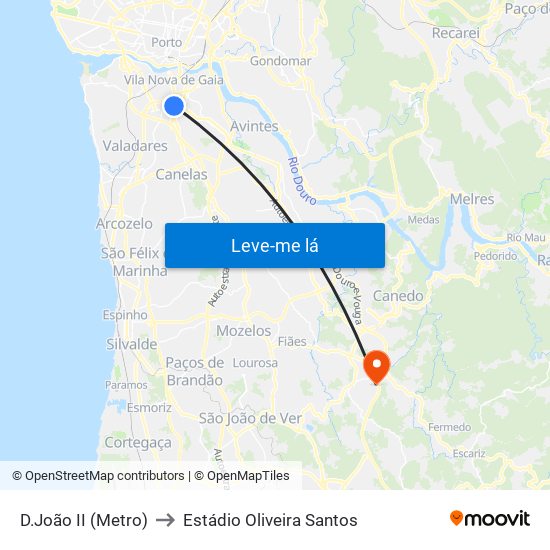 D.João II (Metro) to Estádio Oliveira Santos map