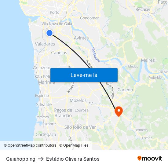 Gaiahopping to Estádio Oliveira Santos map