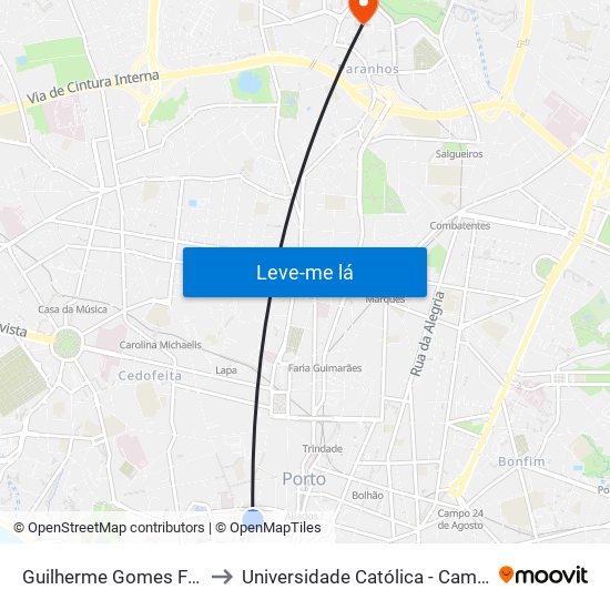 Guilherme Gomes Fernandes to Universidade Católica - Campus Asprela map