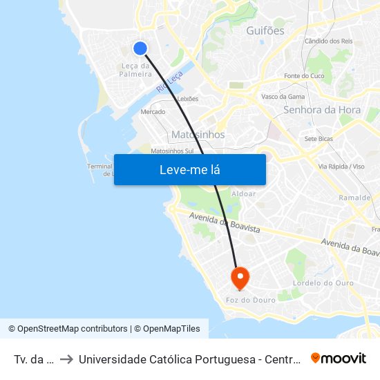 Tv. da Agra to Universidade Católica Portuguesa - Centro Regional do Porto map