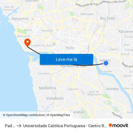 Padrão to Universidade Católica Portuguesa - Centro Regional do Porto map