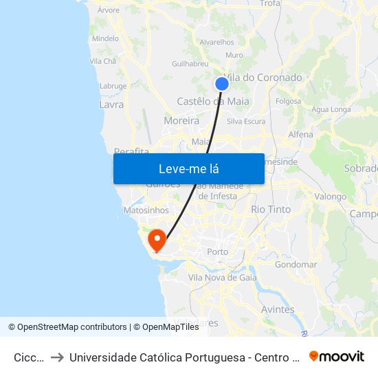 Ciccopn to Universidade Católica Portuguesa - Centro Regional do Porto map