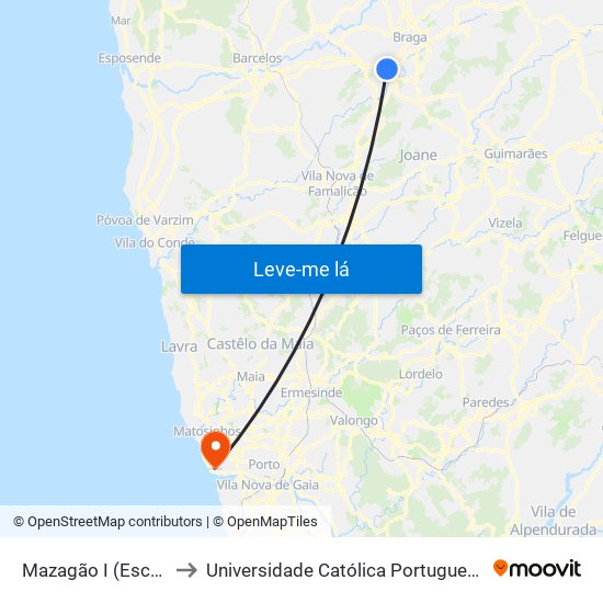 Mazagão I (Escola Profissional) to Universidade Católica Portuguesa - Centro Regional do Porto map
