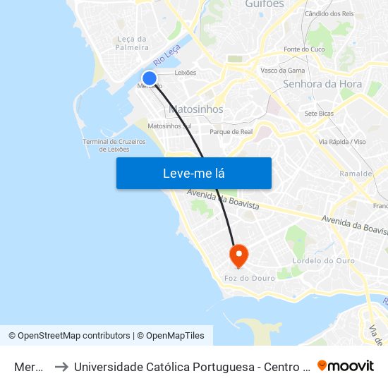 Mercado to Universidade Católica Portuguesa - Centro Regional do Porto map