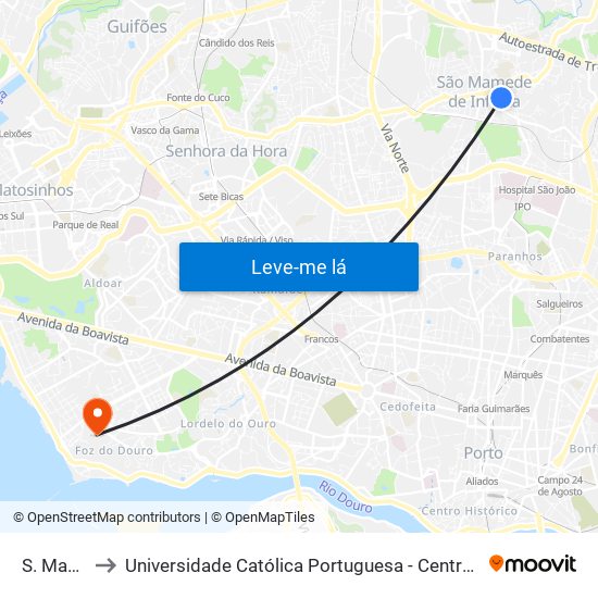 S. Mamede to Universidade Católica Portuguesa - Centro Regional do Porto map