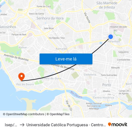 Isep/Agra to Universidade Católica Portuguesa - Centro Regional do Porto map