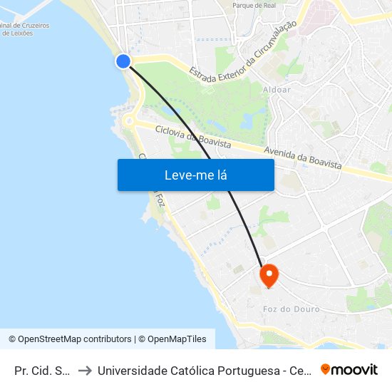 Pr. Cid. Salvador to Universidade Católica Portuguesa - Centro Regional do Porto map