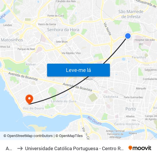 Amial to Universidade Católica Portuguesa - Centro Regional do Porto map