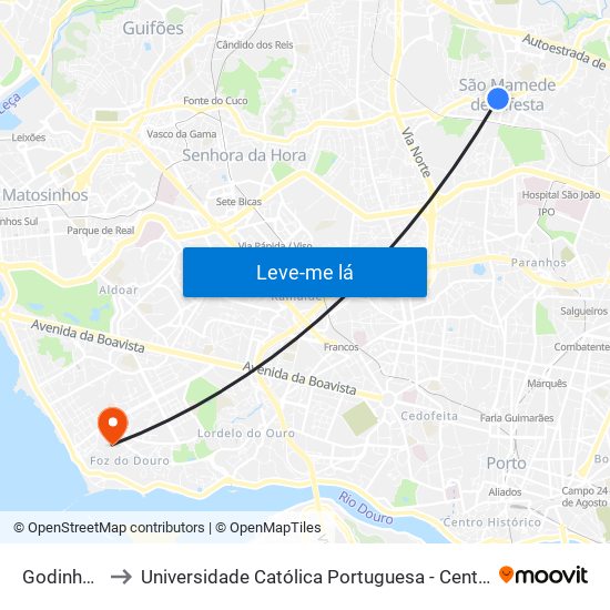 Godinho Faria to Universidade Católica Portuguesa - Centro Regional do Porto map