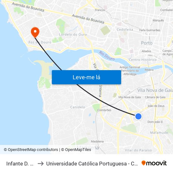Infante D. Henrique to Universidade Católica Portuguesa - Centro Regional do Porto map