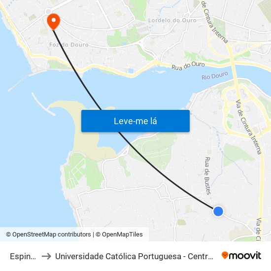 Espinheiro to Universidade Católica Portuguesa - Centro Regional do Porto map