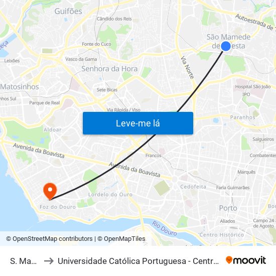 S. Mamede to Universidade Católica Portuguesa - Centro Regional do Porto map