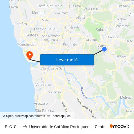 S.C.Campo to Universidade Católica Portuguesa - Centro Regional do Porto map