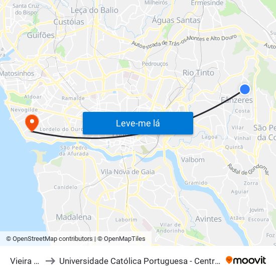 Vieira de Sá to Universidade Católica Portuguesa - Centro Regional do Porto map
