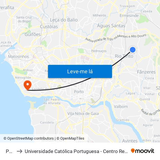 Paço to Universidade Católica Portuguesa - Centro Regional do Porto map