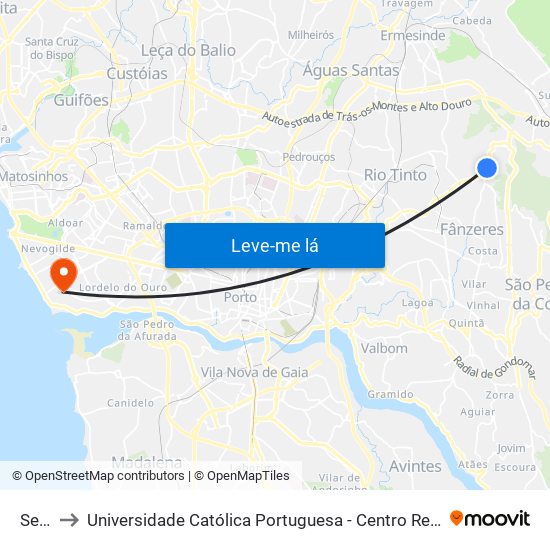 Seixo to Universidade Católica Portuguesa - Centro Regional do Porto map