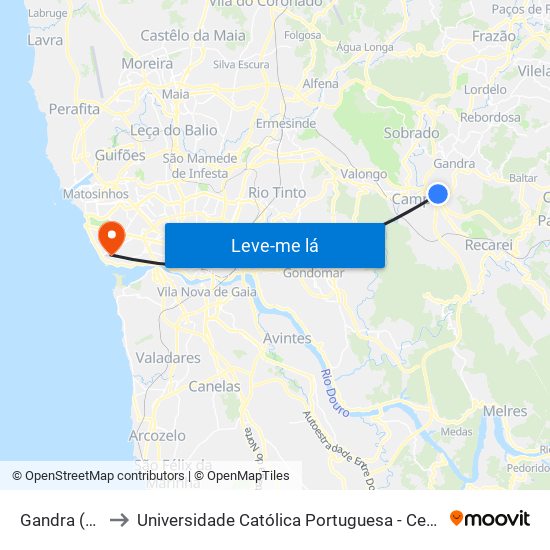 Gandra (CESPU) to Universidade Católica Portuguesa - Centro Regional do Porto map