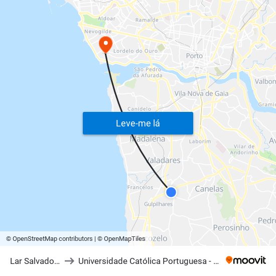 Lar Salvador Brandão to Universidade Católica Portuguesa - Centro Regional do Porto map